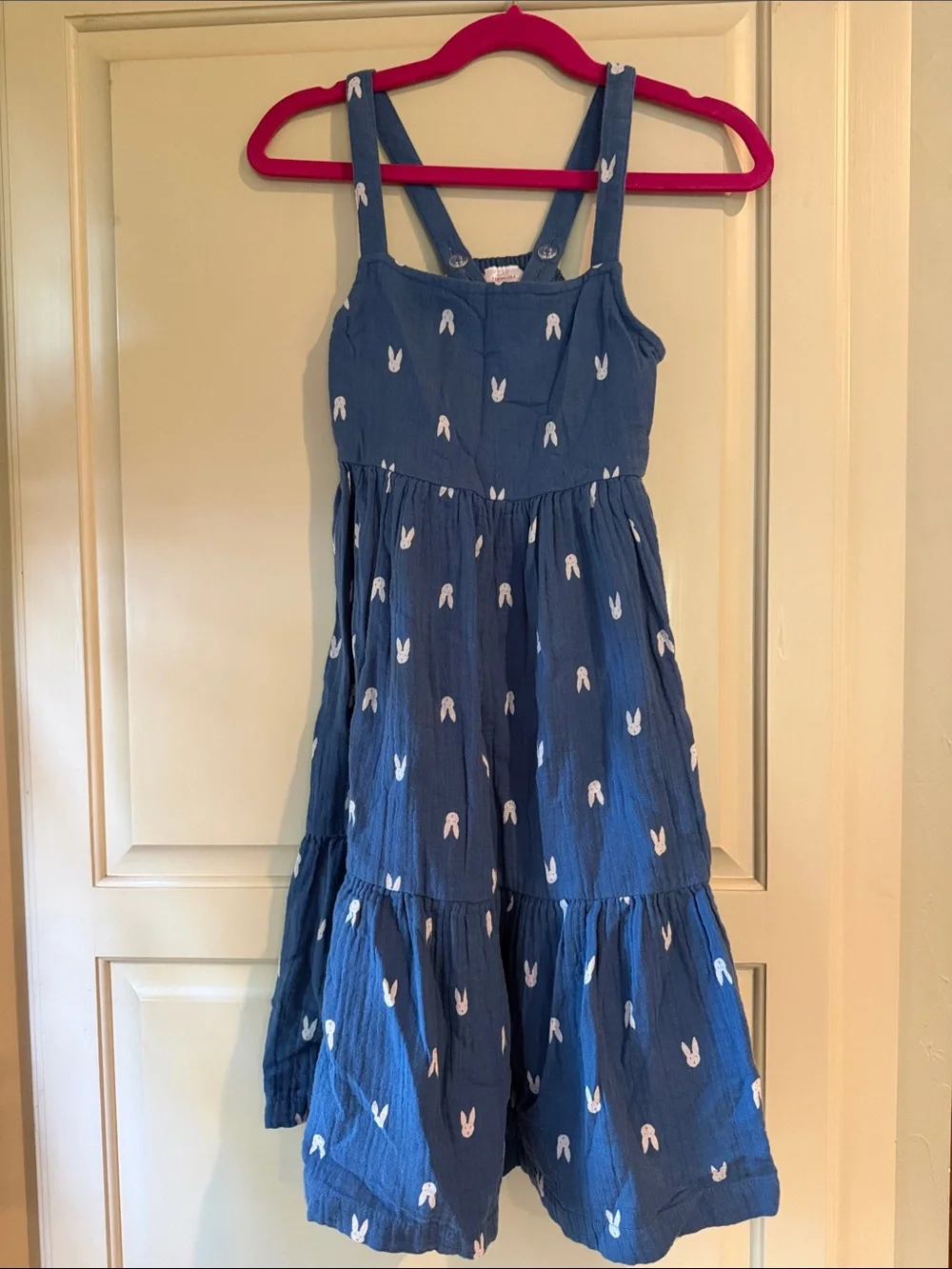 Hanna Andersson Blue Bunny Print Tiered Sundress